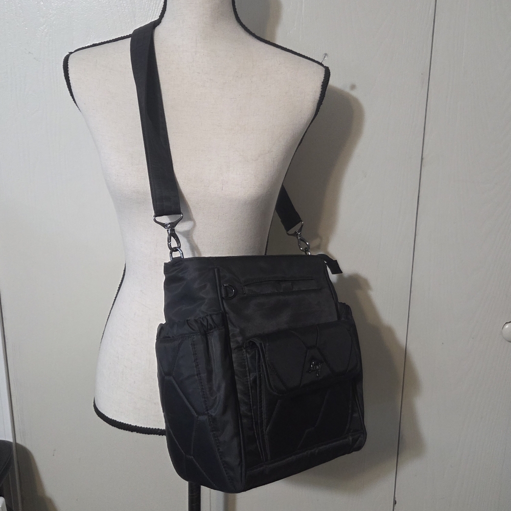 lug Black Crossbody Bag with Multiple Pockets